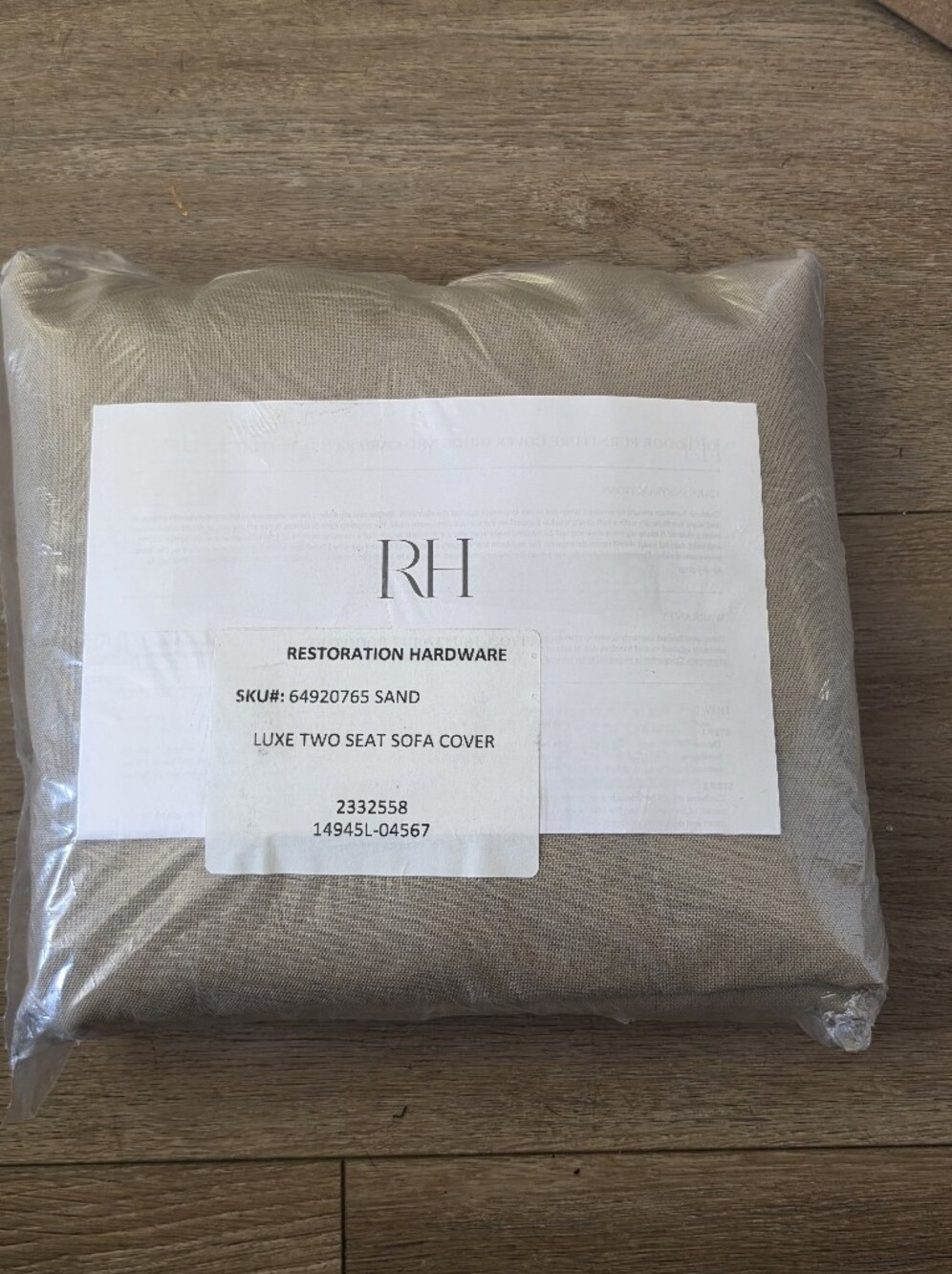 Restoration Hardware Sand Two-Seat Sofa Cover